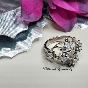 Clear White Diamond Ring on 925 Sterling Silver